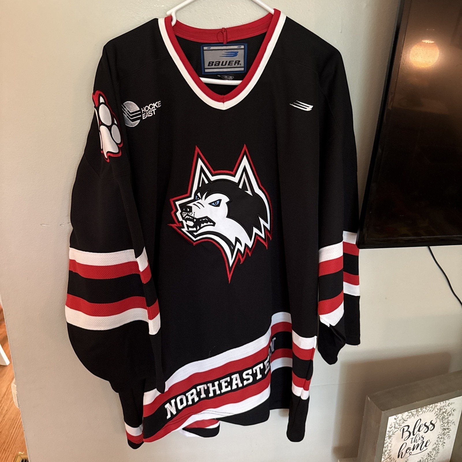 Northeastern University Hockey East Bauer Black Hockey Jersey Size Xl Blank